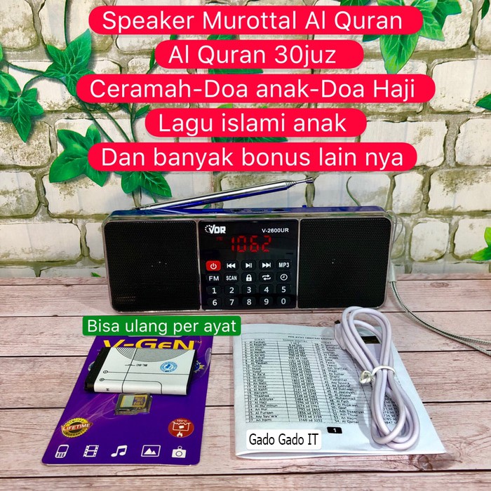 Speaker Murottal Alquran Portable Speaker Quran VDR V-2600UR Mini USB