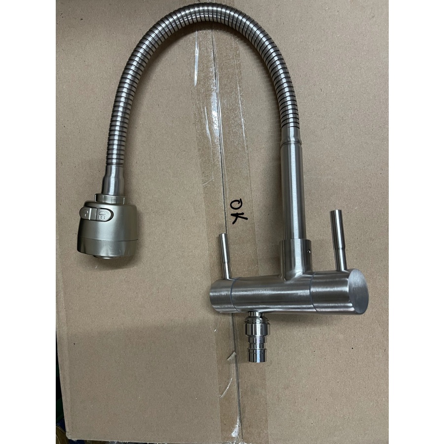 Kran tembok cuci piring FLEKSIBEL stainless cabang multi fungsional