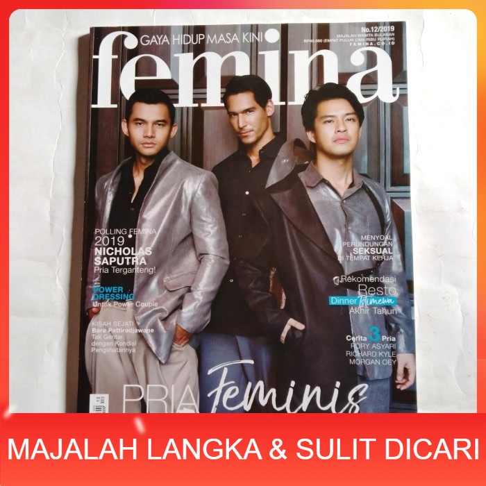 Majalah FEMINA No.12 Th.2019 Cover RICHARD KYLE MORGAN OEY RORY ASYARI Langka