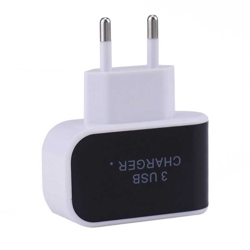 Adapter Travel Charger USB 3 Port 5V 3.1A EU Plug LED - EKA