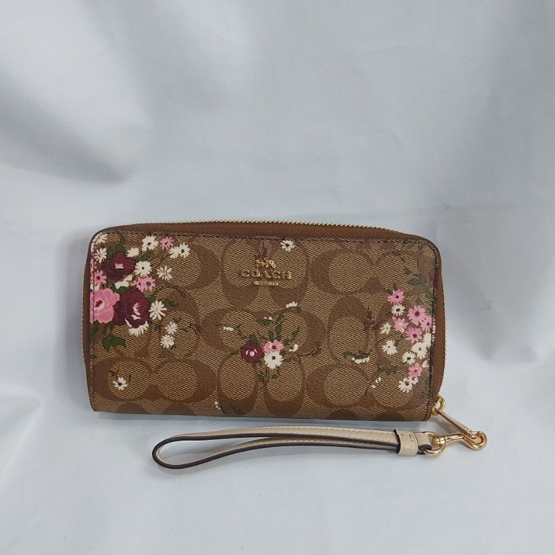 DOMPET PANJANG WANITA COACH SIGNATURE KHAKI MULTI
