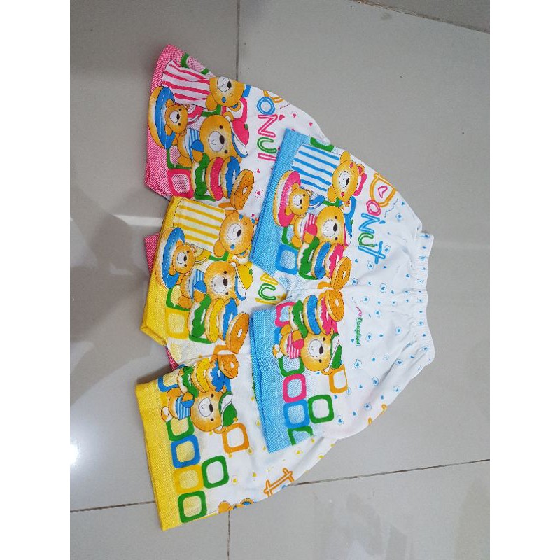 Celana kotak katun combad print TCM isi 1 Lusin / celana bayi sablon / celana katun pendek bayi / grosir 12 pcs