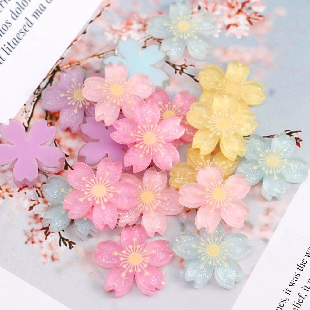 [Elegan] Jepit Rambut Bahan 26mm DIY Resin Glitter Resin Bunga Bunga Sakura Flatback Phone Case Scrapbooking Kerajinan