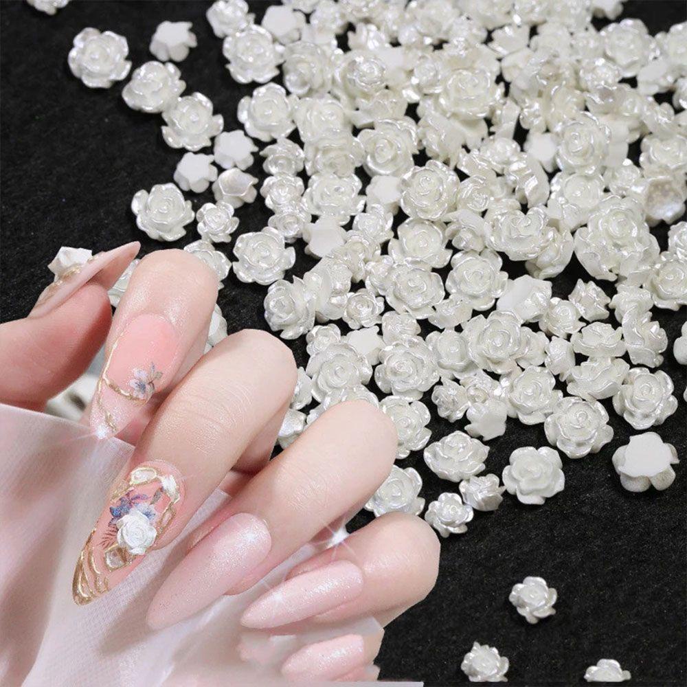 Augustina Camellia Nail Charms Jepang-Korea Spring Nail Salon Manicure Tools Berlian Imitasi Kuku Kristal Mengkilap