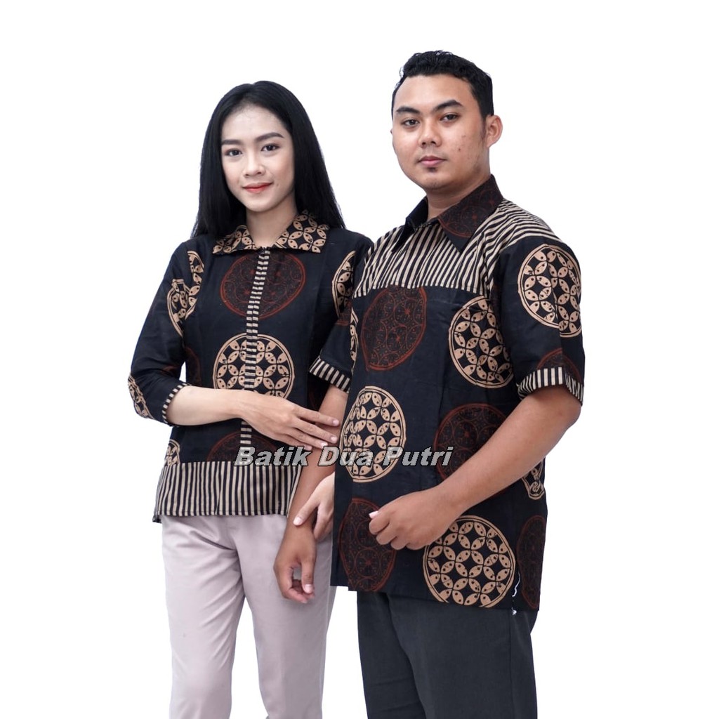 Batik Couple - Batik Wanita - Batik Pria  Model Kekinian Trendy Barcalona By Batik Dua Putri Collection