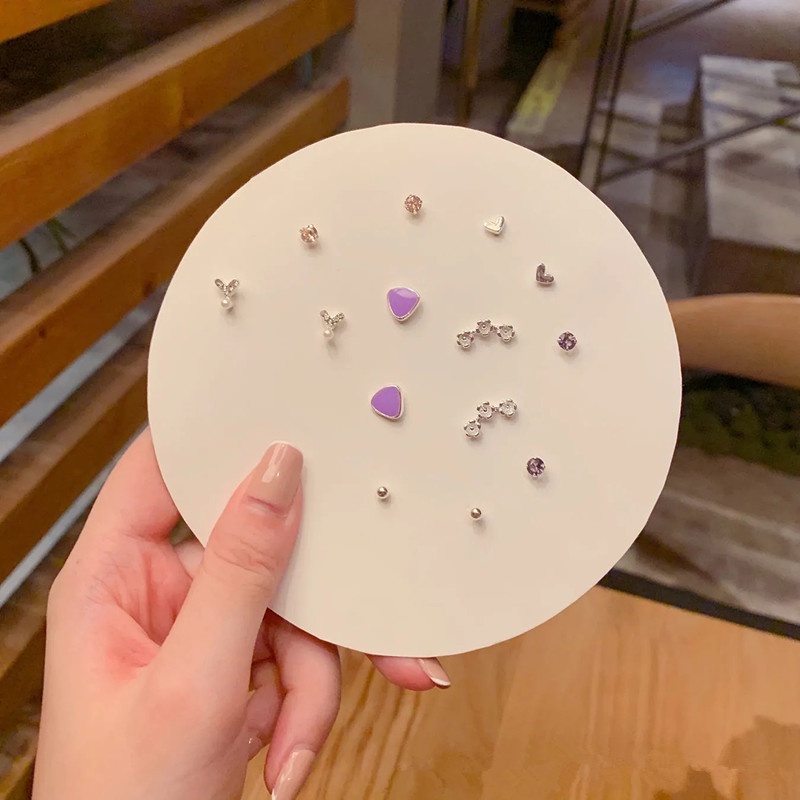 We Flower 7 Pairs S925 Silver Snowflake Butterfly Dolphin Stud Earrings Set for Women Girls Chic Ear Jewelry-23