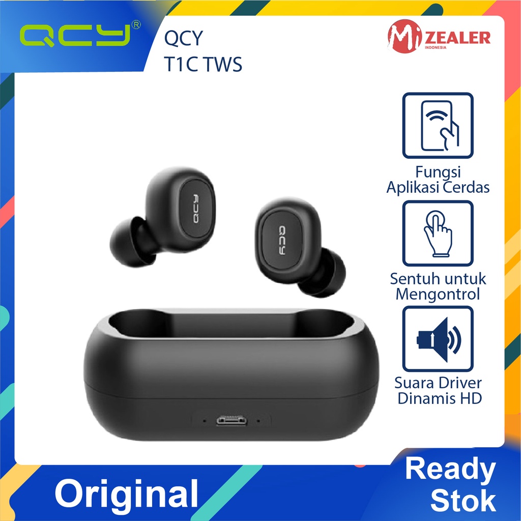 QCY T1C TWS Bluetooth TechLife GoPods D Wireless Earphones V5.0 Dual Microphone 3D (ENC) Stereo Earbuds Headset