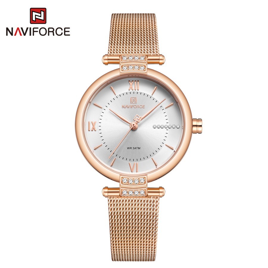 Jam tangan wanita naviforce 5019 analog stainless steel original garansi resmi 1 tahun