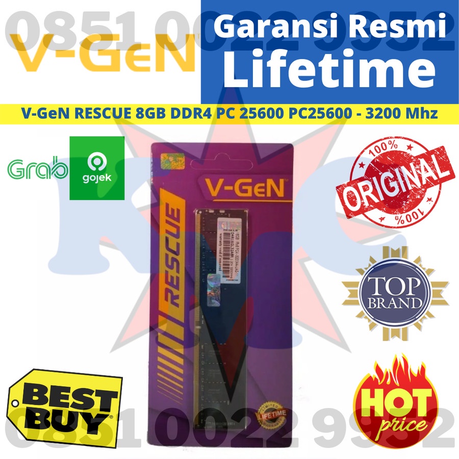 V-GeN RESCUE 8GB SODIMM DDR4 PC 25600 - 3200 Mhz