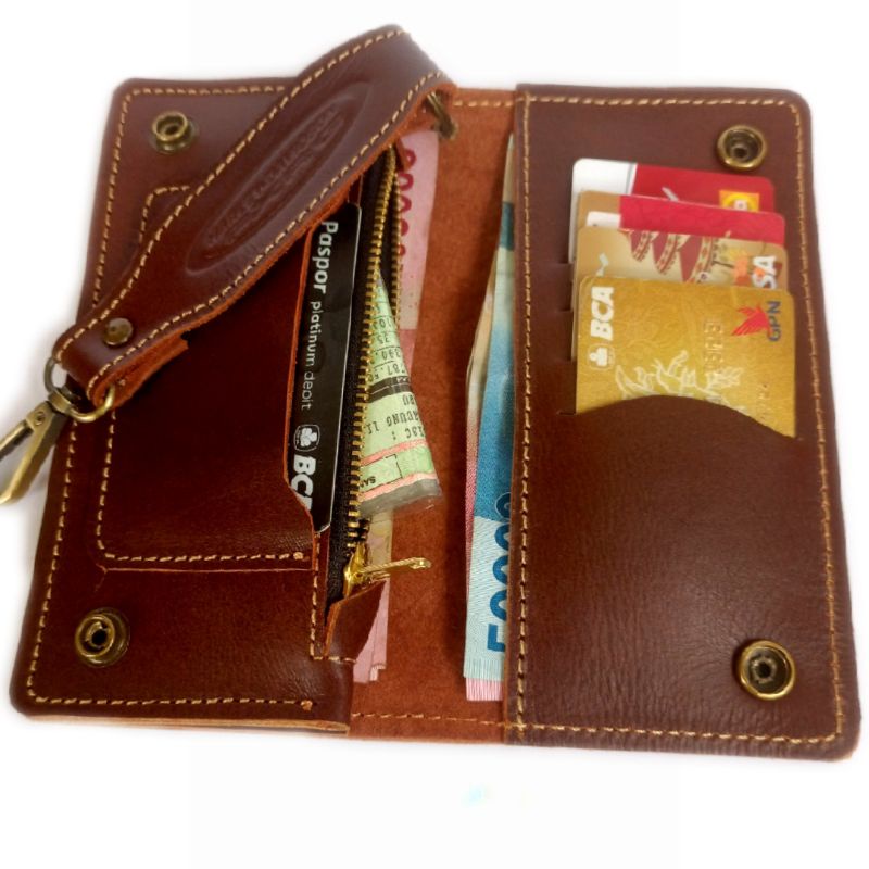 dompet panjang pria kulit asli 100% full harley davidson brown02