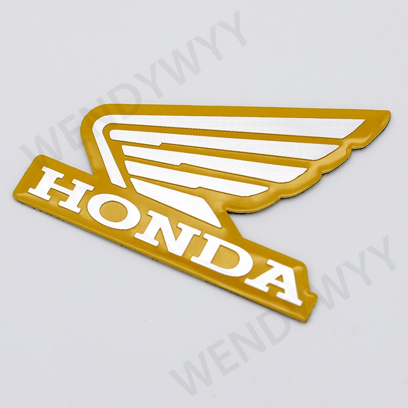 1 Pasang Stiker emblem logo Honda Kiri &amp; Kanan Bahan metal Warna Krom