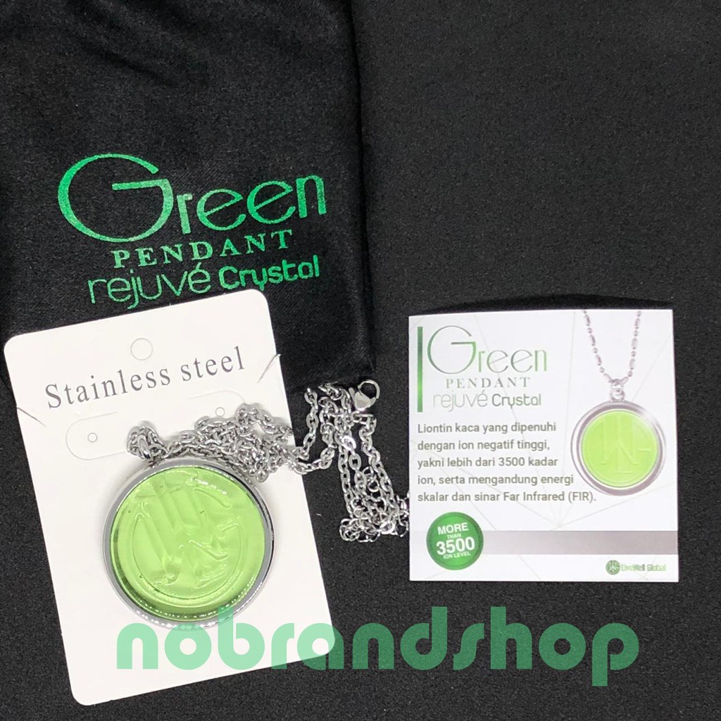 Original Kalung Green Pendant Rejuve Crystal kadar ion negatif 3500 (GPRC)