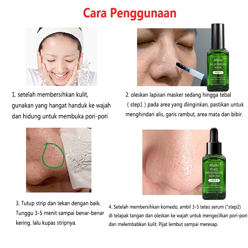 Allphv Blackhead Remover Mask Set Step1 Dan Step2 + Free 100 Kertas Penghilang Komedo Hidung Ampuh &amp; Pengecil Pori-Pori