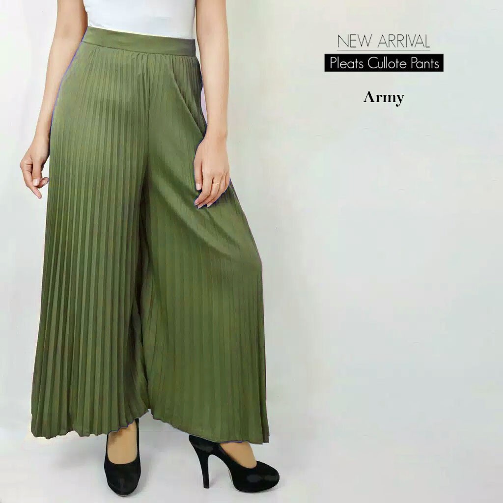 Celana kulot panjang plisket wanita / pleated skirt-6