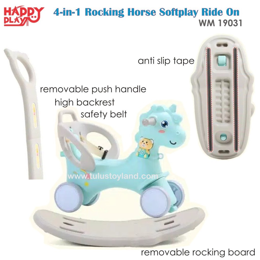 Happy Play 4in1 Rocking Horse Softplay 3in1 Ride On Mainan kuda kudaan 4 in 1 Balance Bike 3 in 1