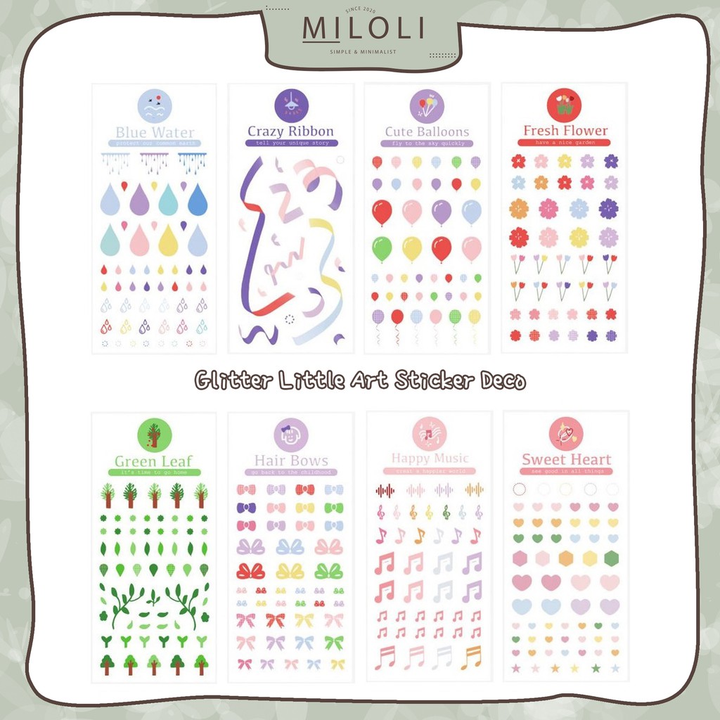 

[MILOLI] 1Pc GLITTER LITTLE ART Stiker Hias Deco Jurnal Scrapbook DIY Planner - B0208
