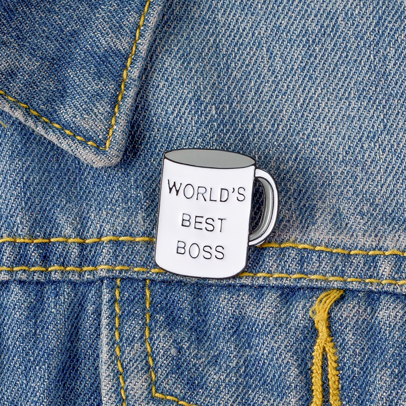 Bros Pin Enamel Bentuk Cangkir Kopi Tulisan World 's Best Boss Mug Untuk Pria Dan Wanita