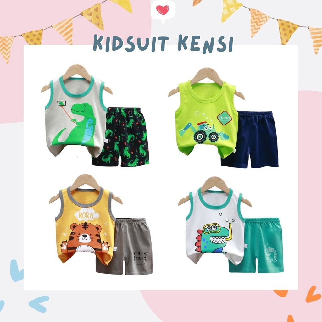 Setelan Baju Kaus Kutang Anak Laki2 Usia 1 2 3 4 Tahun Murah Set Pakaian Kaus Oblong Anak Cowok Impo