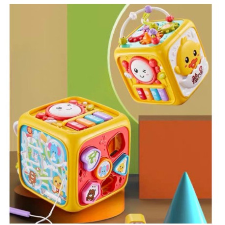 Mainan Edukasi Bayi Anak busy box wisdom 6in1 BLOCK MUSIC CUBE