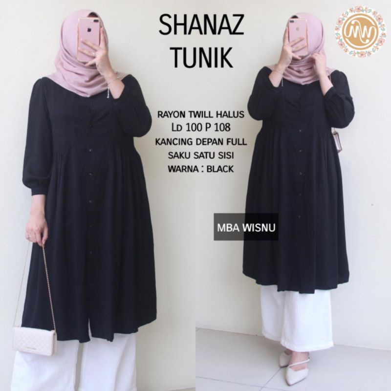 Shanaz Tunik - Atasan Wanita Dewasa Jumbo Katun Rayon Twill Motif Polos