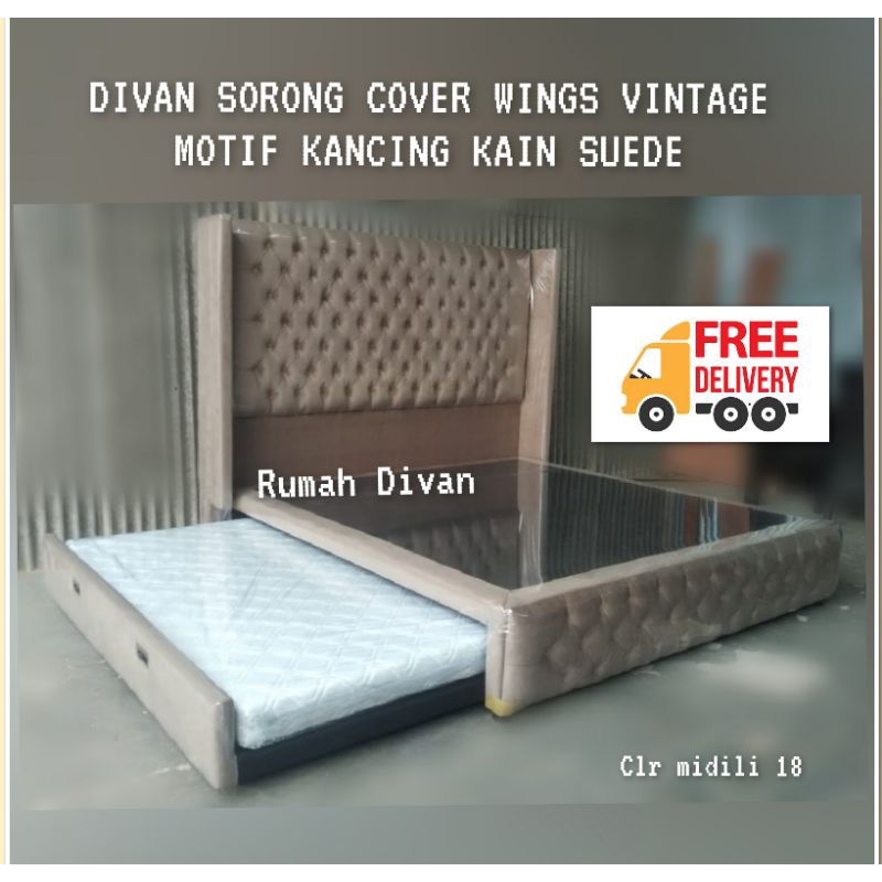 DIVAN DIPAN TEMPAT TIDUR SORONG COVER WINGS VINTAGE UK.BAWAH 100/120x180 BLM TERMASUK KASUR
