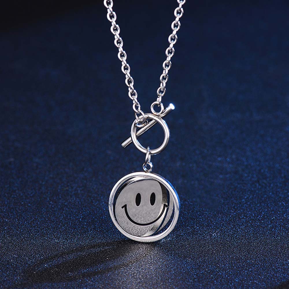 MXBEAUTY Trendy Circle Necklaces Hiphop Fashion Jewelry Clavicle Chain Smiley Face Punk Men OT Buckle Personality For Women Choker
