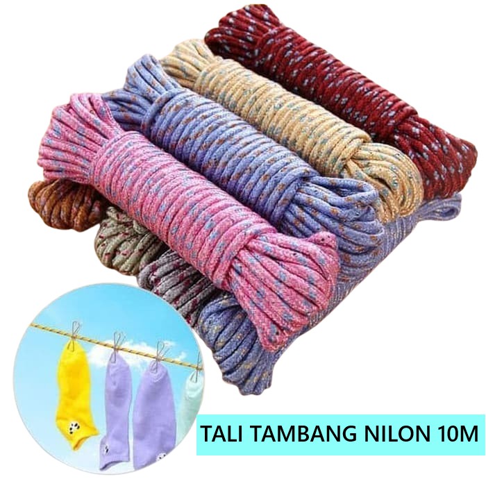 Tali Jemuran Nilon 10 Meter / Tali Nylon 10m Anti Selip Super Kuat Tahan / Gantungan Baju / Tali Jemuran Baju Praktis / Tali Tambang Serbaguna / Tali Ikat