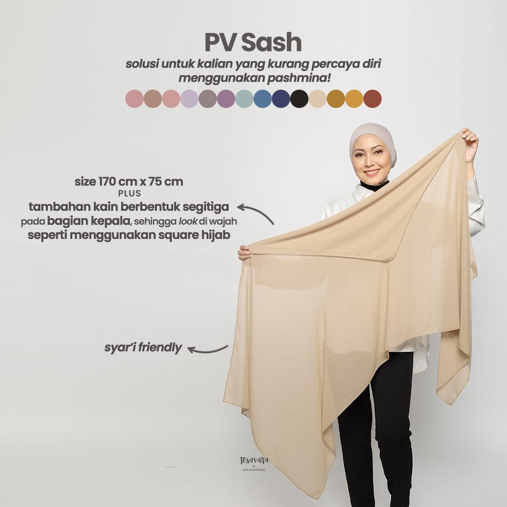 Tesavara | PV Sash | Hijab Segiempat Pashmina Premium Voal