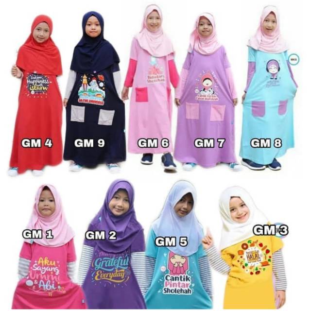 Gamis Anak Perempuan/Gamis anak Moslem Kids/Gamis anak perempuan bahan kaos