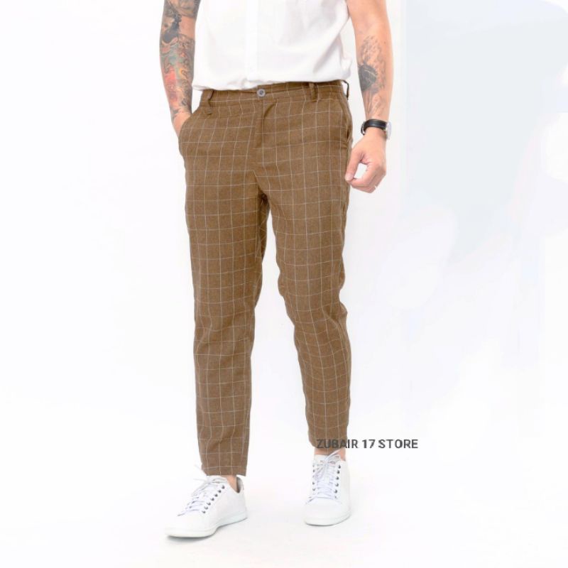 CELANA PANJANG TARTAN PRIA KUALITAS PREMIUM SIZE 28-33