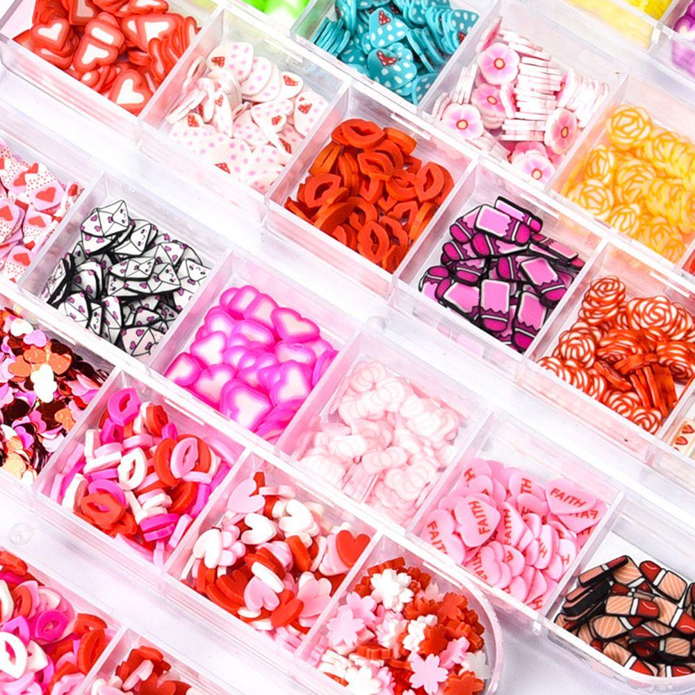 Stiker Nail Art 12 Pola 3D Bentuk Hati Warna-Warni Untuk Hari Valentine