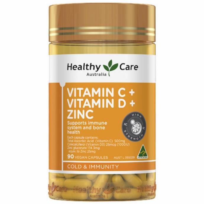 Healthy Care Vitamin C Vitamin D Zinc Cold & Immunity 90 Vegan Capsule D7F8H_Urgs