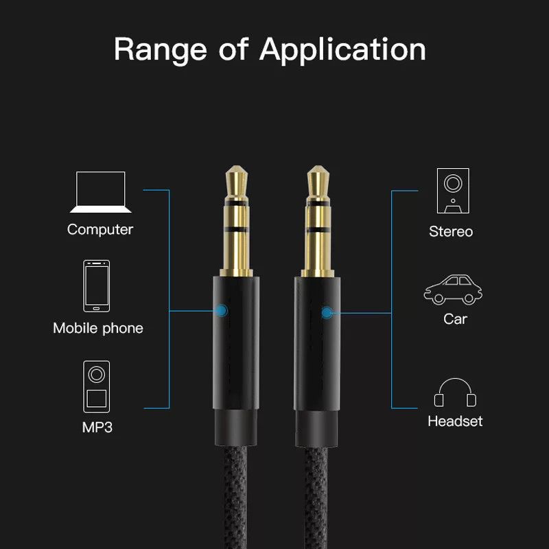 [RO ACC] KABEL AUDIO AUX NANVAN METAL 1X1 JACK 3.5MM DARI HP KE SPEAKER / MOBIL