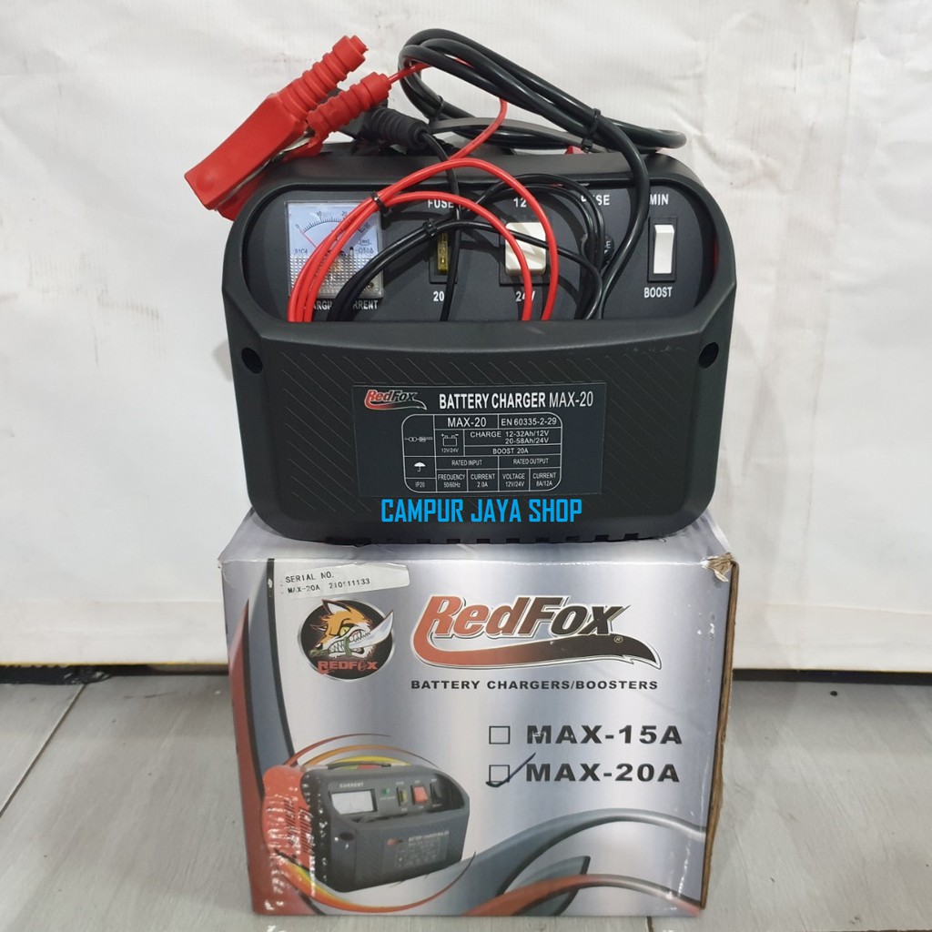 CHARGER CAS AKI REDFOX 20 AMPER BATTERY ACCU BATRE BATERAI MOBIL MOTOR