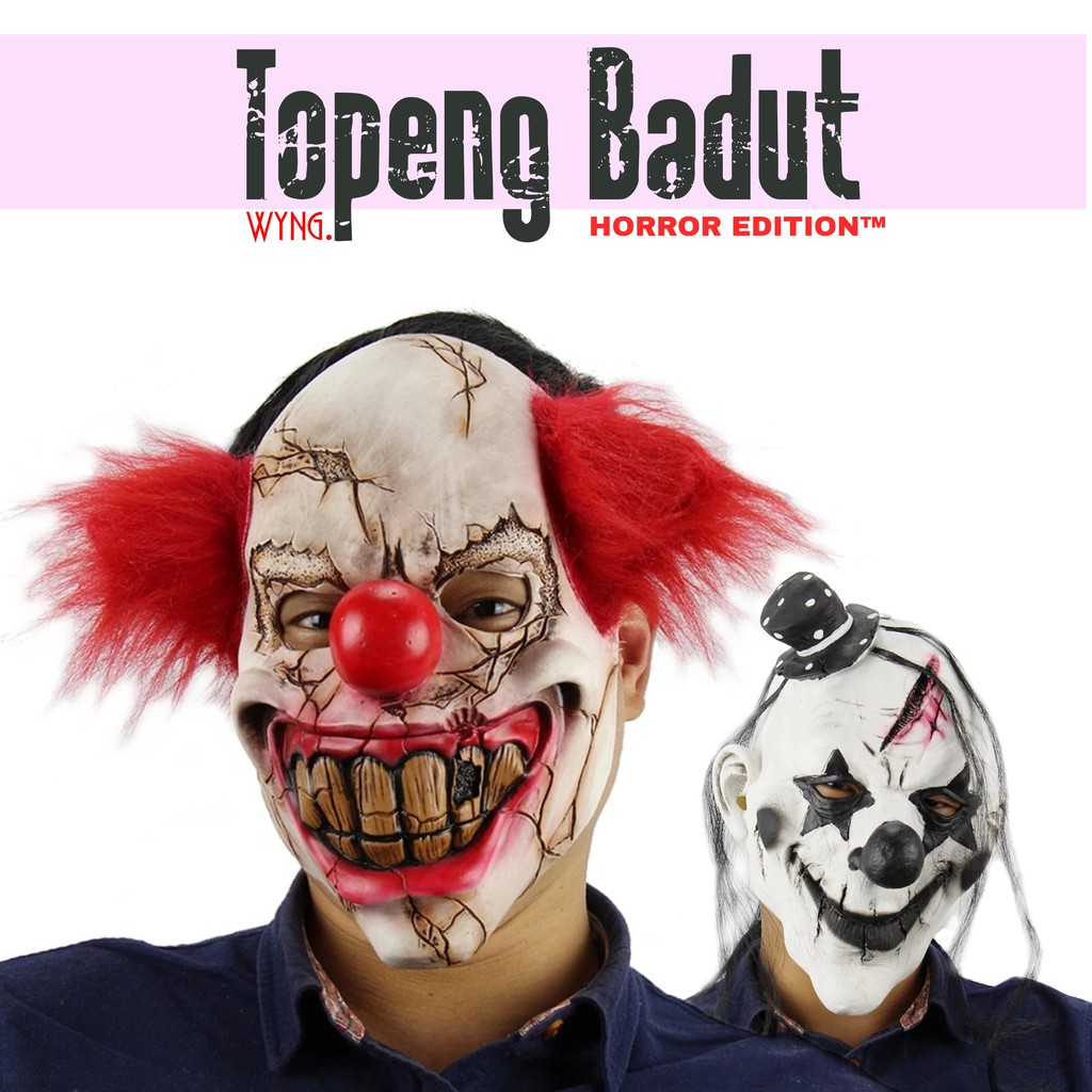 Topeng Badut Halloween Killer Scary Clown Party Mask Paintball Full Face