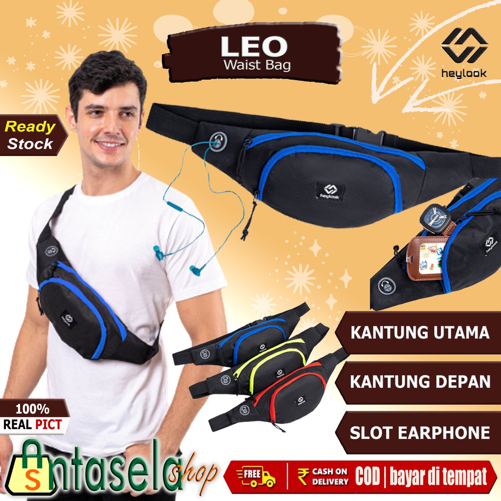 Tas Selempang Pria Waistbag Slempang Cowok Tas Pinggang Waist Bag Outdoor Pria Wanita - WB LEO