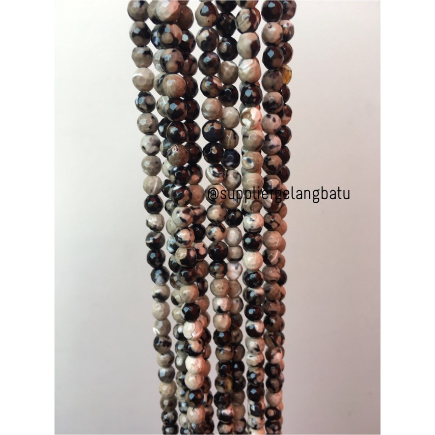 batu dalmantion agate FACETED BEADS 6mm cutting bahan gelang kalung craft aksesoris supplier grosir