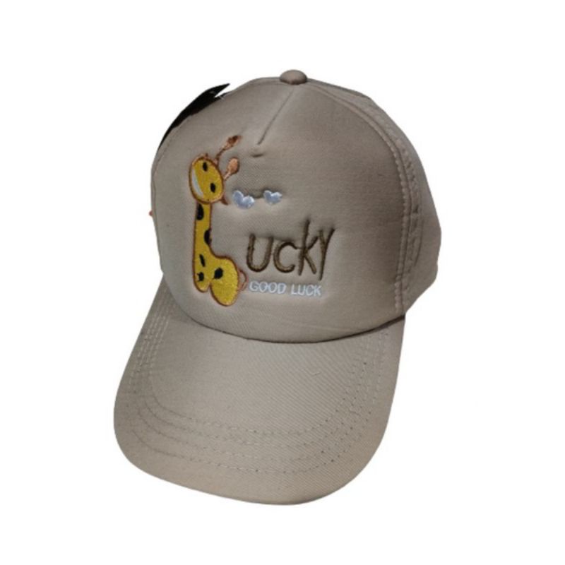 topi anak motif jerapah good lucky topi baseball jerapah murah. Topi anak bordir jerapah baseball Good lucky usia 2-8 tahun