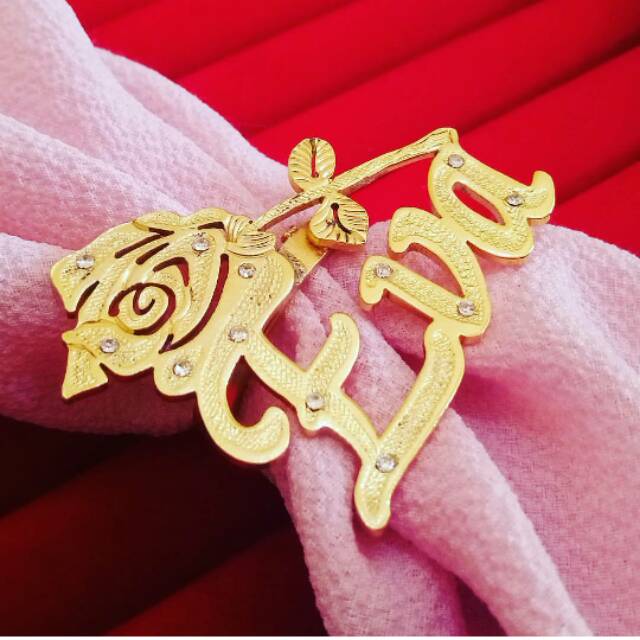 Bros nama gold lapis emas motif cincin pasir per