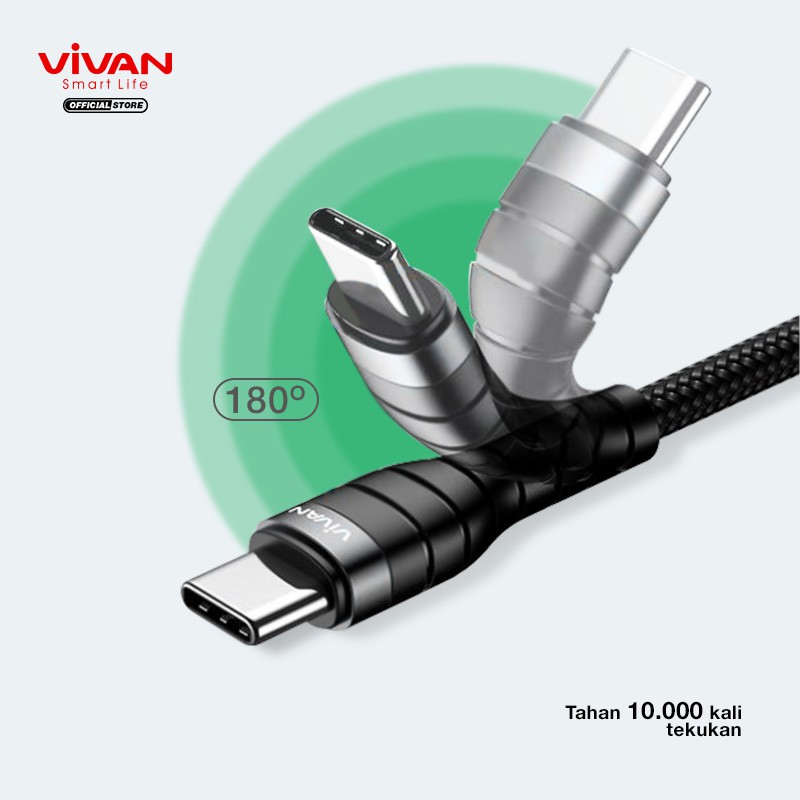 Kabel Type C to Type C VIVAN Fast Charging KPD100s Power Delivery 60W 3A Support Macbook