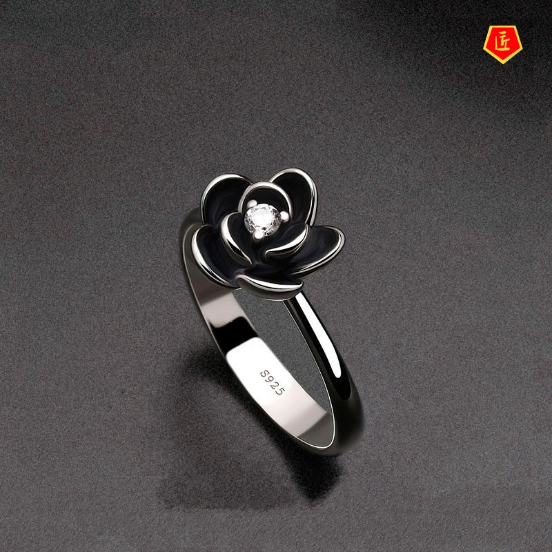 [Ready Stock]Creative 925 Silver Rose Diamond-Studded Ring Women's Fashion