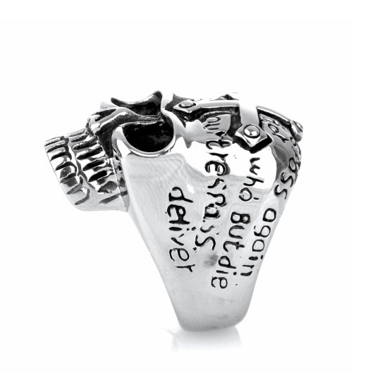 SEUSUK  Cincin Motif Tengkorak Gaya Gothic Punk Warna Hitam / Gold untuk Pria