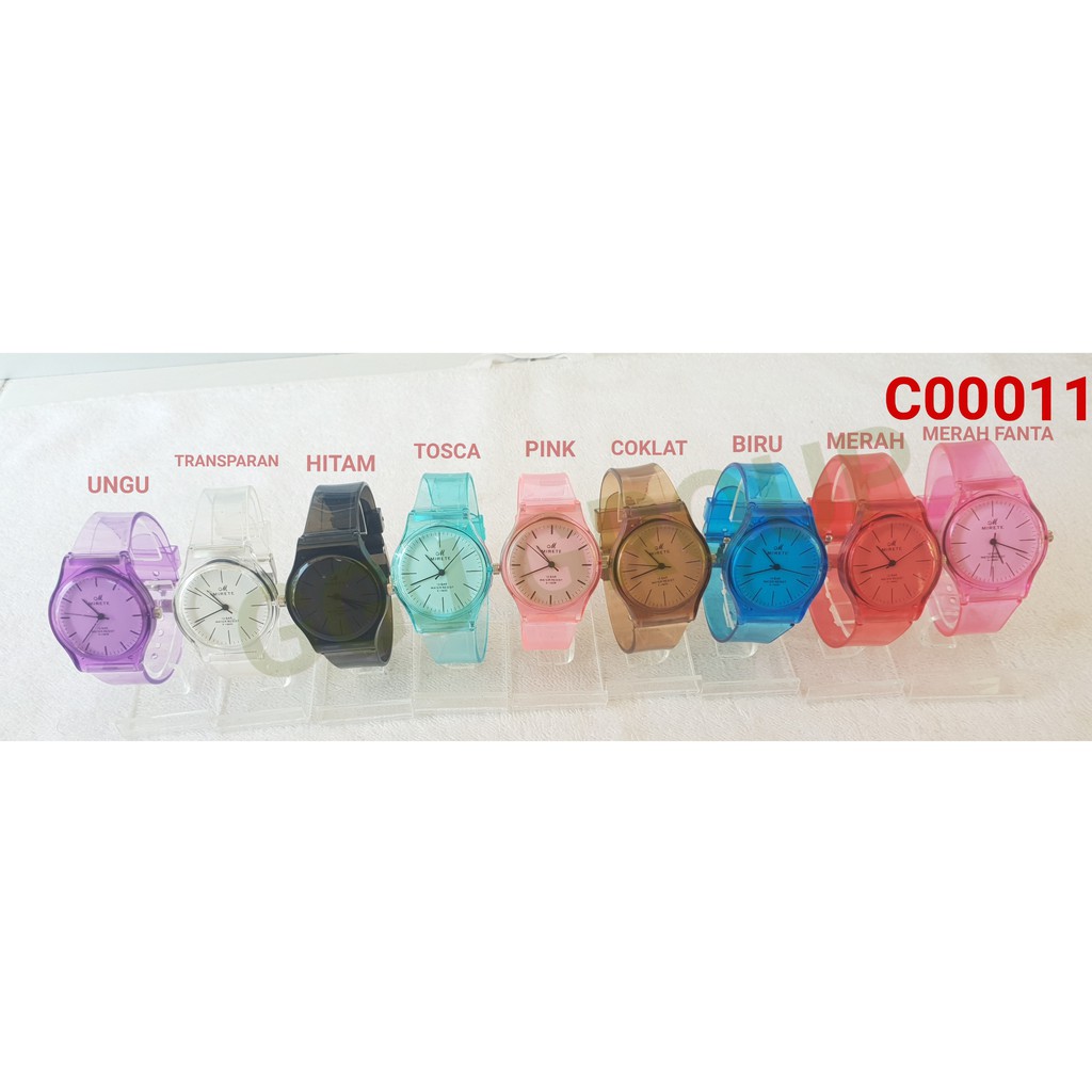 DC C ( C00011 ) JAM TANGAN TRANSPARAN DEWASA / WATER RESISTANT / TIDAK BISA MEMILIH