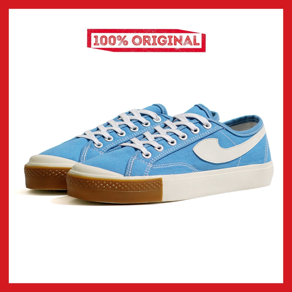 ORIGINAL - Sepatu Brand Lokal Kasual Pria Wanita No Brand Blue Sky Low Not Sneakers Compass Gazelle Blue Sky