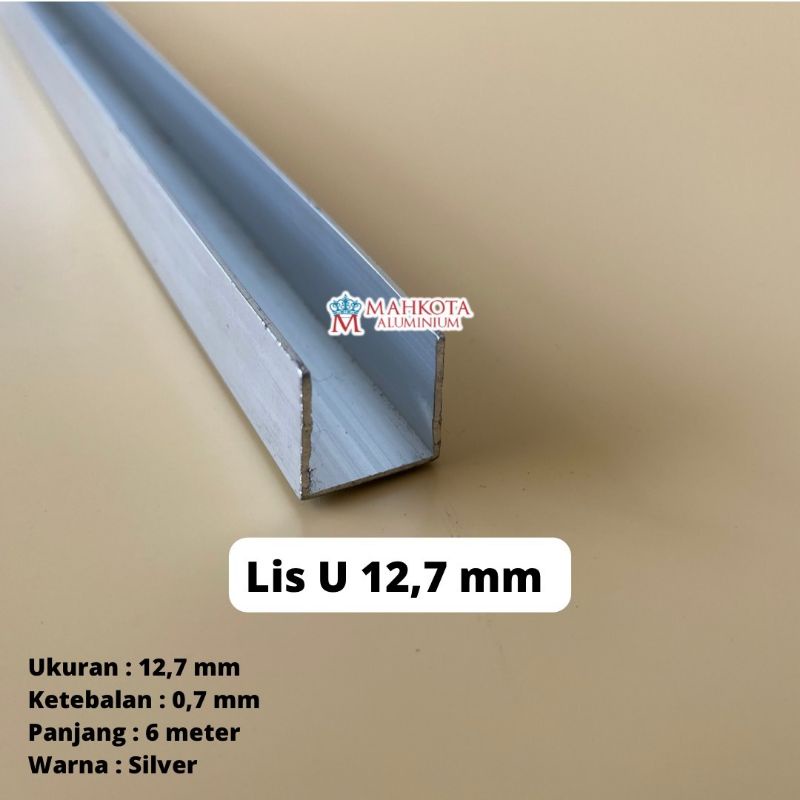 Lis U Alumunium ½ inch (12,7 mm)