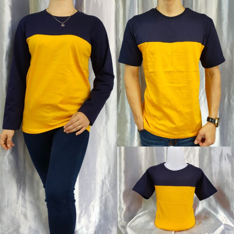 kaos reglan polos kombinasi NAVY-KUNING UK 20 22 S M L XL XXL