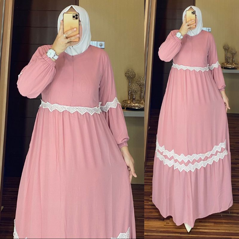 gamis polos garis tengah