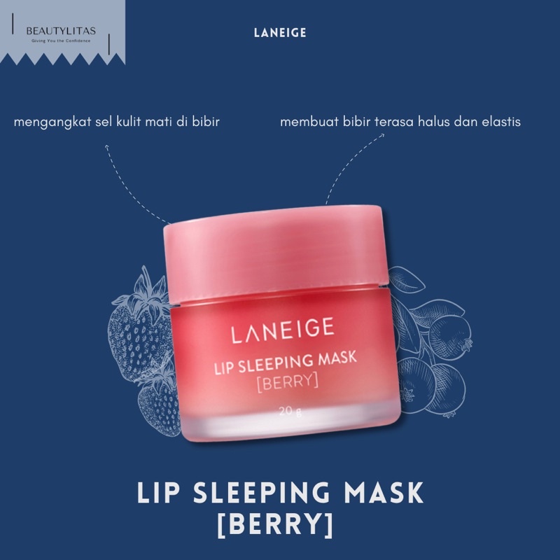 READY Laneige Lip Sleeping Mask 20 gr dan Spatula Berry Mint