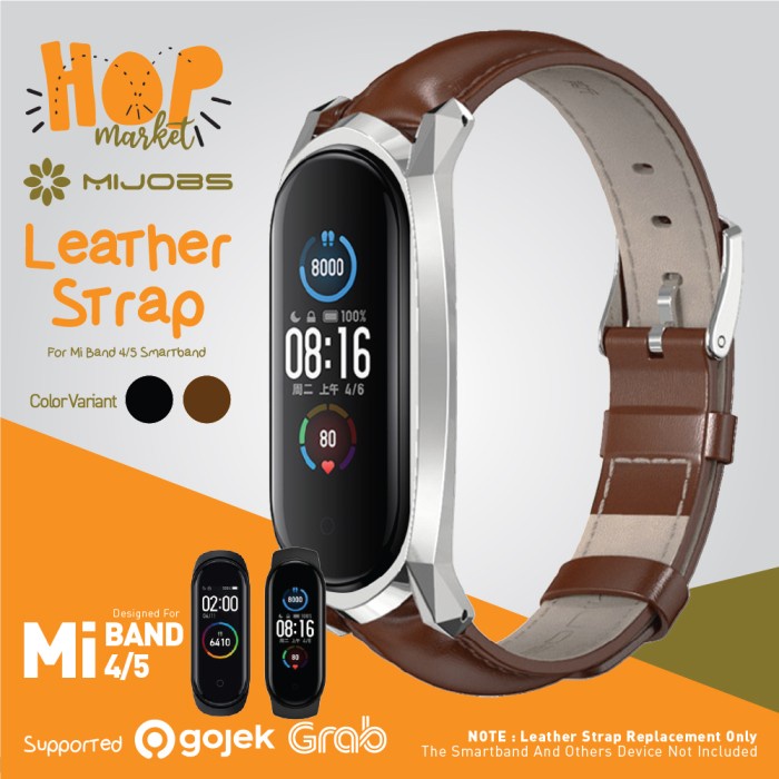 MIJOBS MiBand 5 Leather Wrist Strap Kulit for Xiaomi Mi Band 5 / 4 / 3 - BROWN