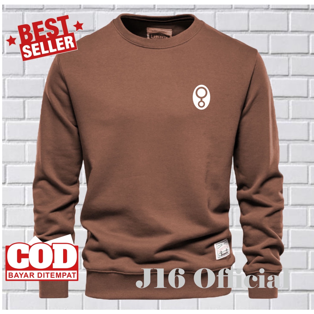 GREENLIGHT Crewneck Sweater Oblong Pria Bahan Fleece Tebal Premium